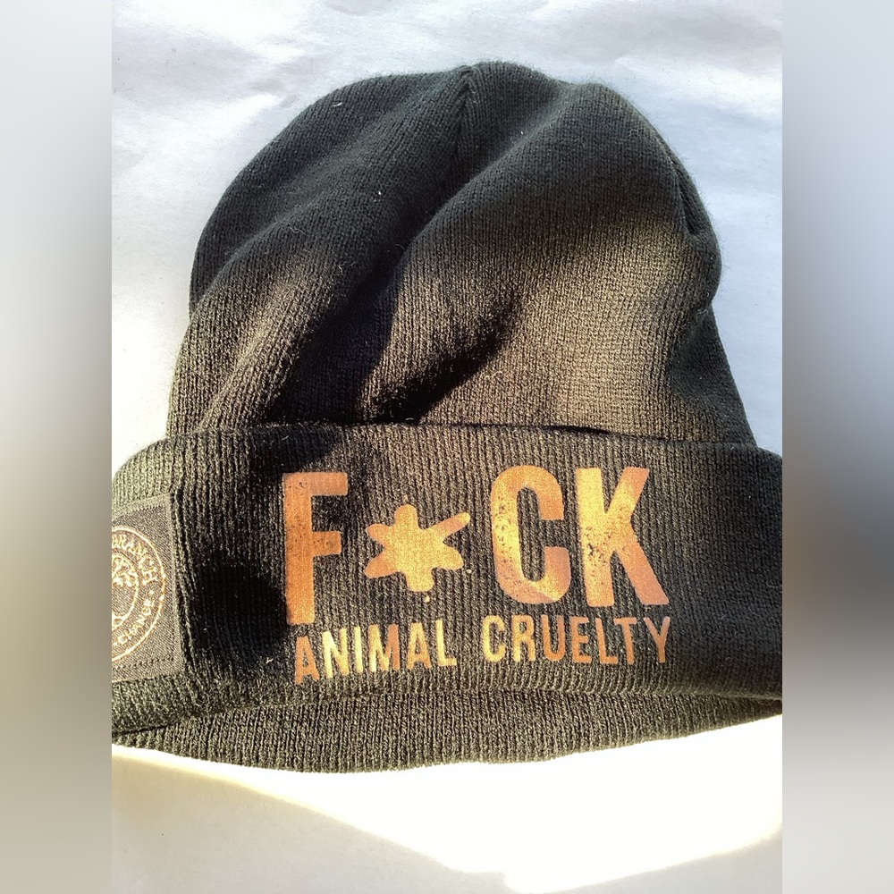 Copper Branch stop cruelty to animals beanie